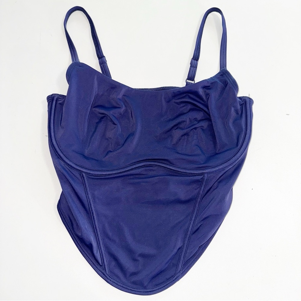 Navy Underwire Corset Satin Top